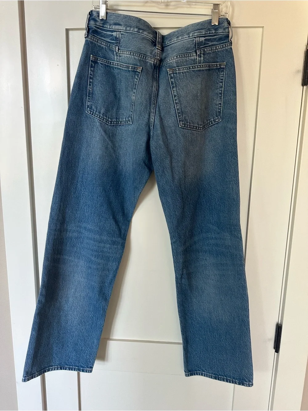 J. Crew Medium Blue Denim Bootcut Jeans with Black Side Stripes